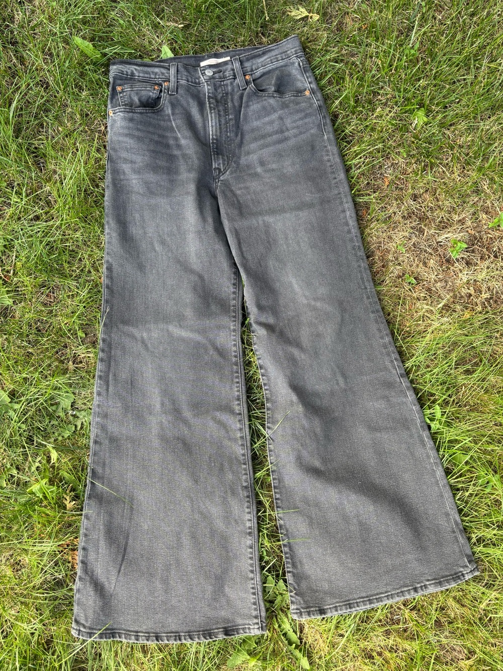 Levi’s Ribcage Bell Wide Leg Jeans Black Gray 31